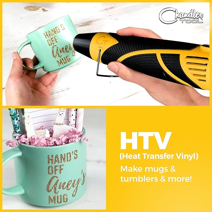 Heat Gun for Crafting, Mini Dual Temp Hot Air Gun Tool for Epoxy Resin, Shrink Wrapping, Vinyl Wrap, Embossing, Electronics, Candle Making, Sublimation, Phone Repair & DIY (Yellow/Black)
