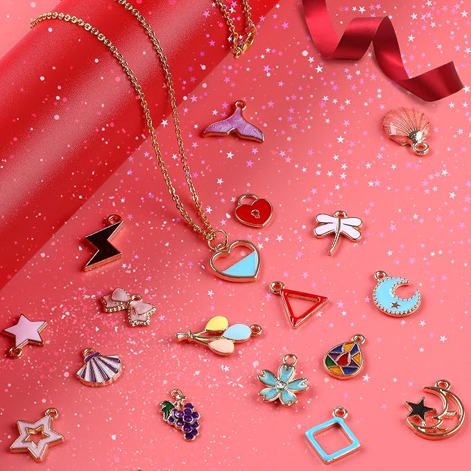 SANNIX 170Pcs Jewelry Making Charms Assorted Gold Plated Enamel Necklace - Image 4