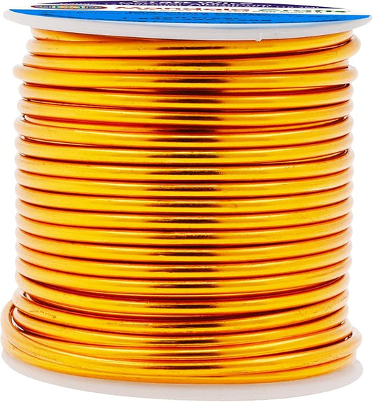 Mandala Crafts 12 Gauge Anodized Aluminum Craft Wire for Jewelry Making - 60 FT Colored Flexible Gold Tone Wire - Bendable for Bonsai Armature Crafting Sculpting