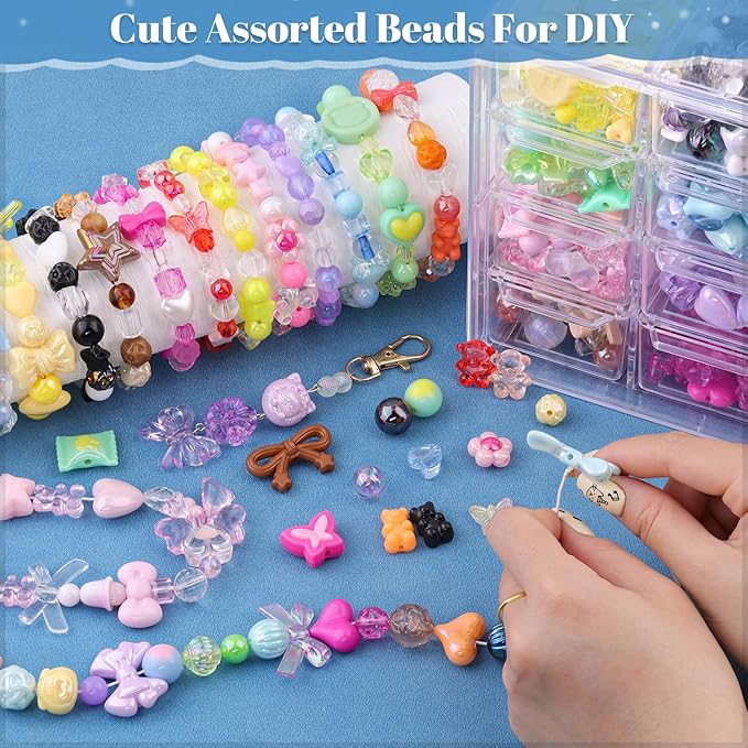 700-750PCS TINKRSTUFF Assorted 10 Colors Mixed Acrylic Beads - Image 4
