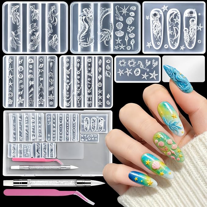 6pcs Ocean Silicone Nail Art Molds by Unknown