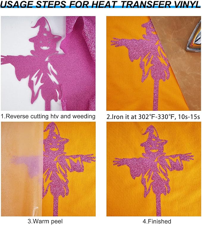 FUNKAKA Glitter Purple Pink HTV Heat Transfer Vinyl Rolls, 12" x 8ft PU Iron on Vinyl for T-Shirt Purple Pink Glitter HTV Vinyl for All Cutter Machines Easy to Cut & Weed for Heat Vinyl Design