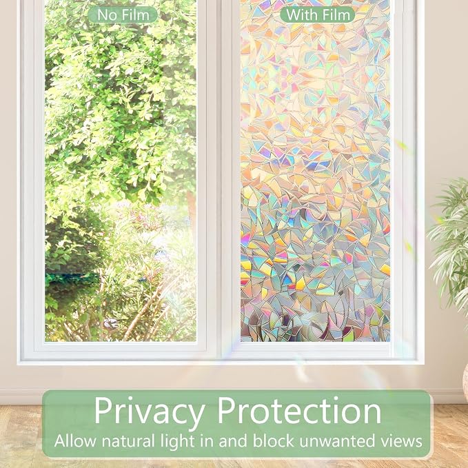 HIDBEA Window Privacy Film Static Clings, Rainbow Window Film, 3D Decals - Image 4
