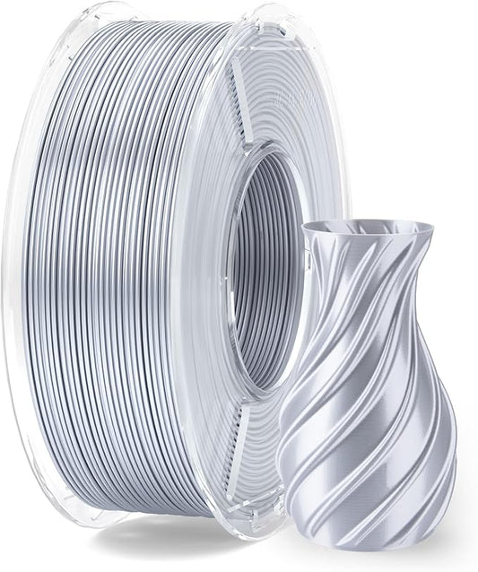 ELEGOO Silk PLA Filament 1.75mm Silver Grey 250g, Shiny 3D Printer Filament Dimensional Accuracy +/- 0.02mm, 250g Spool Fits for Most FDM 3D Printers
