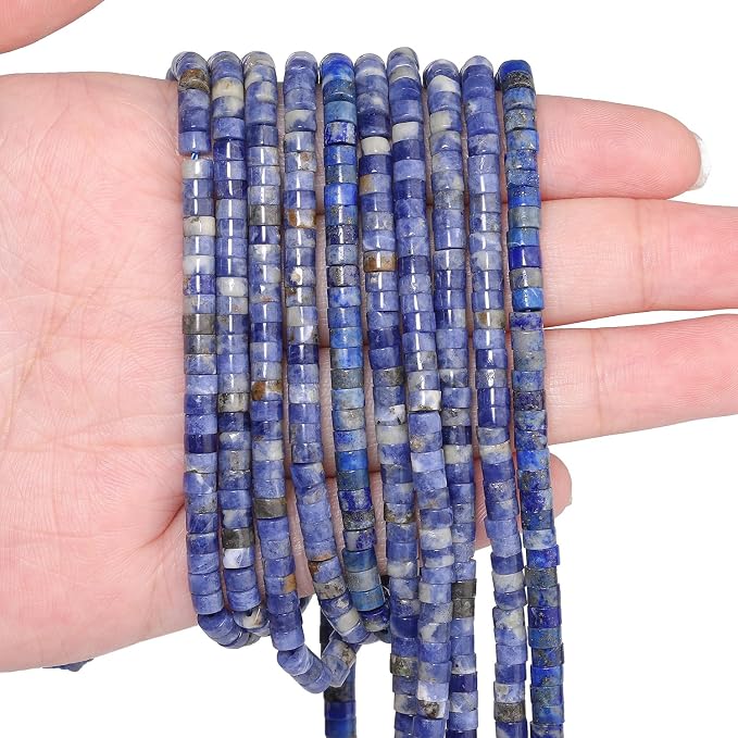 150Pcs 4×2mm Natural Blue Sodalite Spacer Stone Beads by Nitopupu