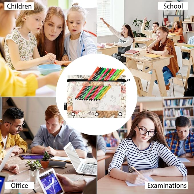 Custom Cute Highland Cows Flowers Pencil Pouch - Image 6