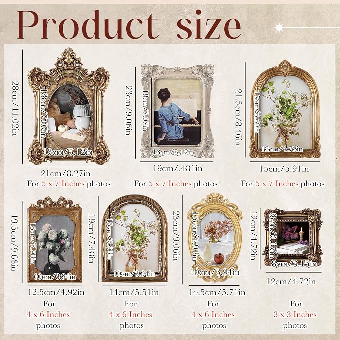 Wonderjune 7 Pcs Vintage Picture Frames Set - Image 2
