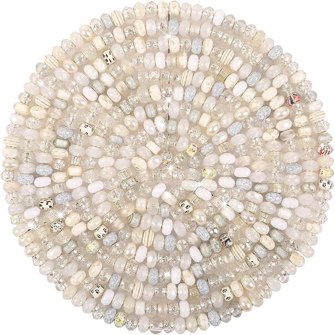 Large Hole Beads Spacer Beads White Assorted European Craft Big Beads Large by BRACELETMAKINGKIT