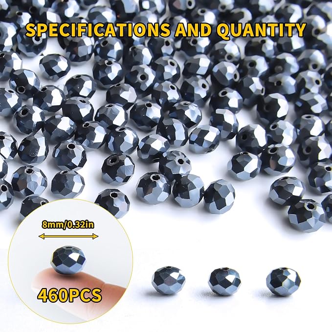 460Pcs 8mm Crystal Glass Beads for Jewelry Making Beads for Bracelets Necklace - Image 2