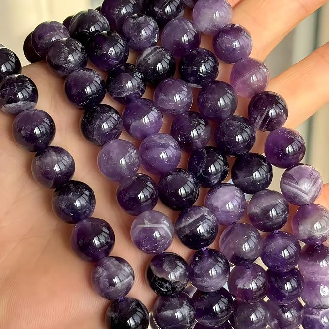 MJDCB Natural Dreamy Amethyst Beads Round Stone Beads DIY Loose Beads - Image 7