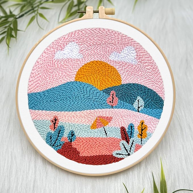 ERKOON Punch Needle Kit Adults Beginners, DIY Easy Landscapes Embroidery Set - Image 4