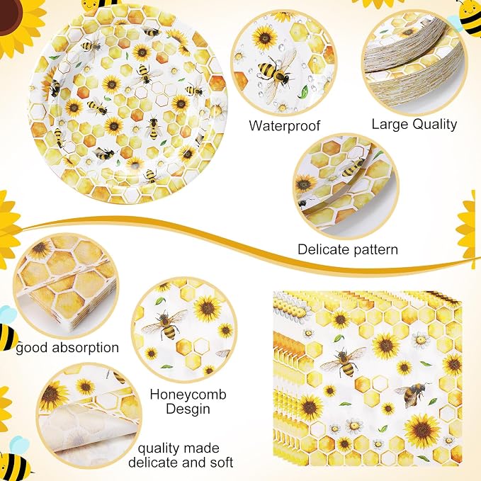 Pickmesh 400 Pcs Bee Sunflower Birthday Party Supplies Include Spring Summer - Image 3