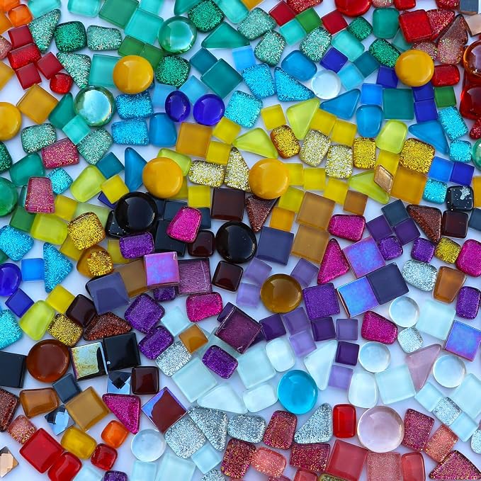 LITMIND 1.1LB Assorted Colors Irregular Crystal Glass Mosaic Tiles - Image 4