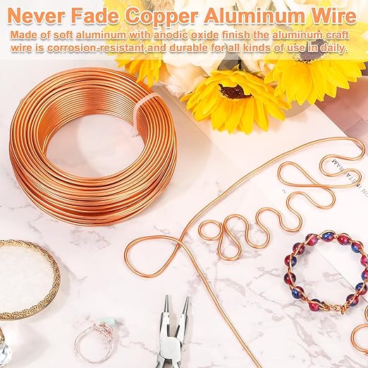Aluminum Craft Wire for Jewelry Making, 12 Gauge Armature Bendable Craft Bending Wire for Sculpting, Gardening DIY Craft Project Ornaments(Copper, 2 mm)