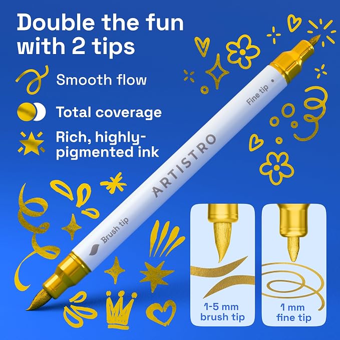 ARTISTRO 24 Gold Acrylic Paint Markers - Image 2