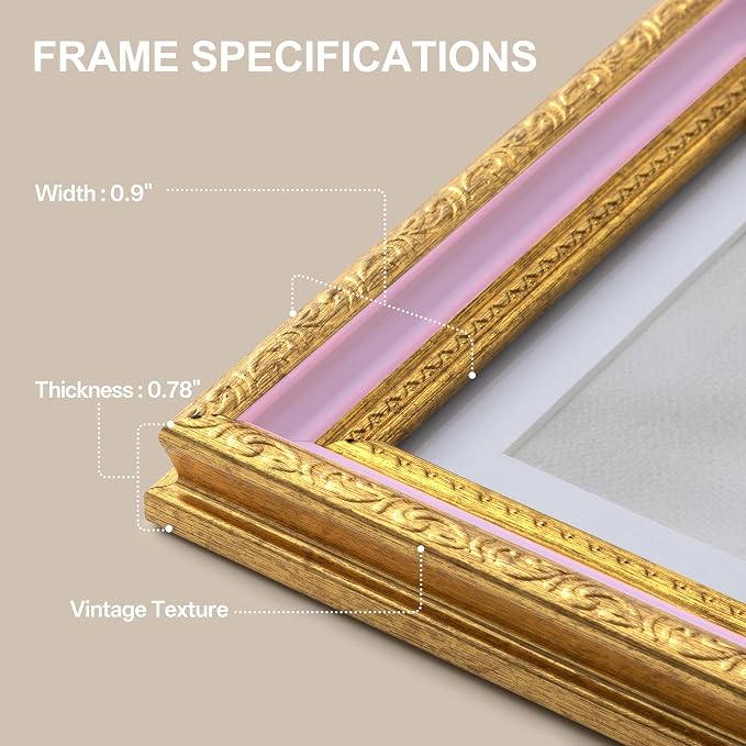 eletecpro 8x10 Vintage Picture Frame, Glass Cover, Horizontal or Vertical - Image 5