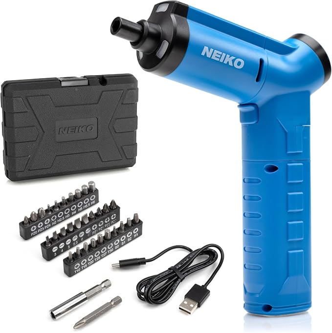 NEIKO 10580A Electric Screwdriver, 1/4” Hex Shank 3.6V Lithium Ion Power by NeikoTools