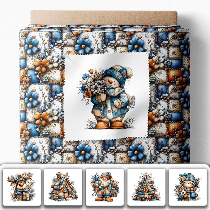 Winter Patchwork Snowman Quilting Fabric Panel – 6× Blocks + Bonus Patchwork - Image 2