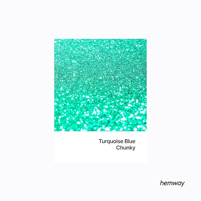 Hemway Polyurethane & Epoxy Resin Glitter 100g / 3.5oz Metallic Crystal Flake Additive for Flooring Jewelry Tumblers Glass Pigment - Chunky (1/40" 0.025" 0.6mm) - Turquoise Blue