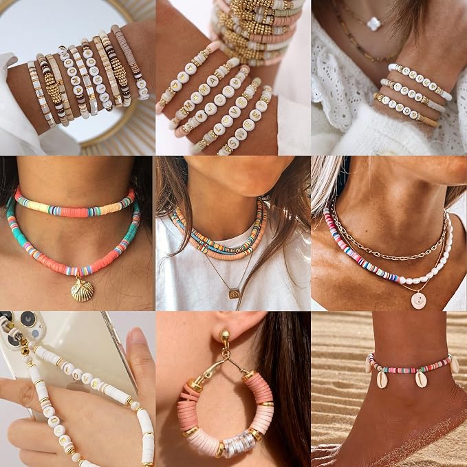 Sunlode Clay Beads Bracelet Making Kit, 3 Boxes 15, Charms and Elastic Strings - Image 3