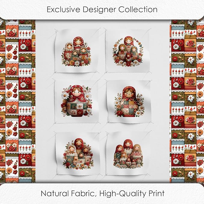 Matryoshka Patchwork Quilting Fabric Panel – 6× Blocks + Bonus Patchwork Sheet - Image 5