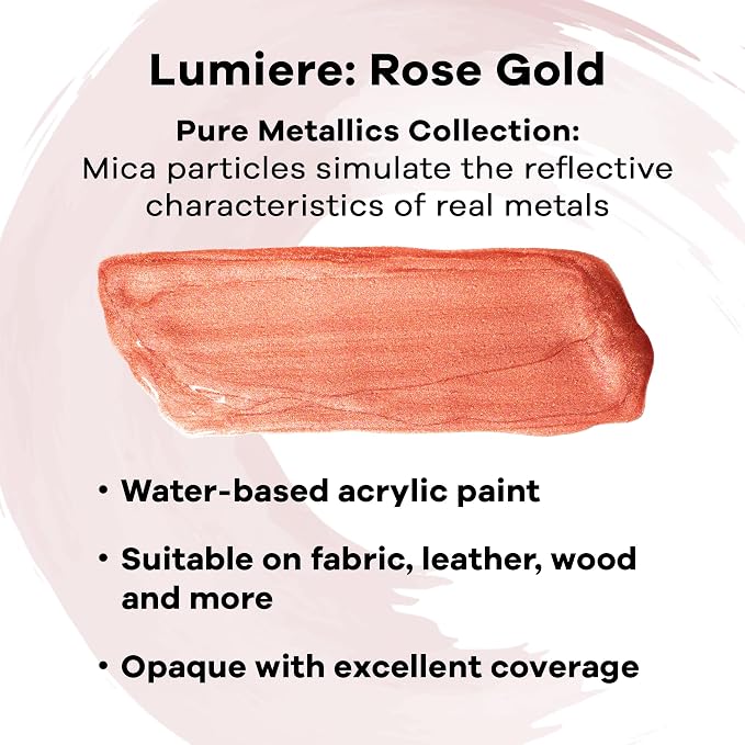 Jacquard Lumiere 2.25oz Fabric Paint Rose Gold - Image 3