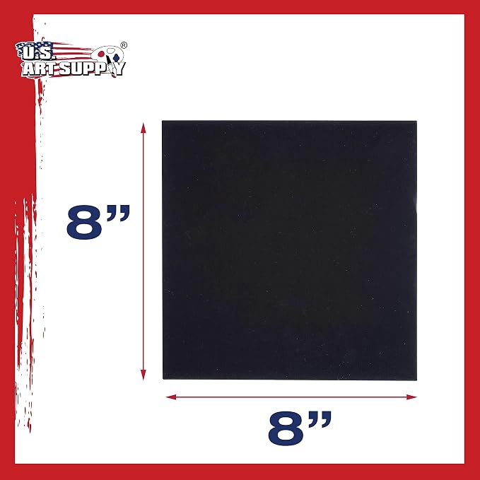 U.S. Art Supply 8 X 8 Inch Black Art Canvas Board Panels 6 Pack - Image 3