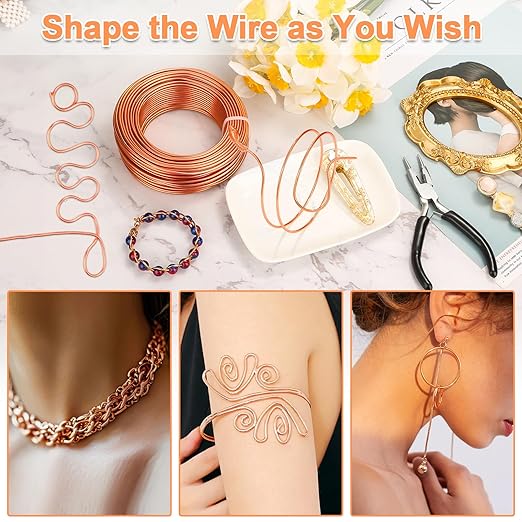 Aluminum Craft Wire for Jewelry Making, 12 Gauge Armature Bendable Craft Bending Wire for Sculpting, Gardening DIY Craft Project Ornaments(Copper, 2 mm)