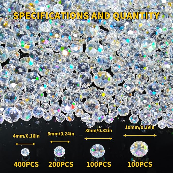 800Pcs 4/6/8/10mm Crystal Glass Beads - Image 2