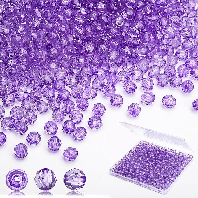 BONNY BOXX 1000pcs 6mm Acrylic Faceted Round Crystal Beads Transparent Light by BONNY+BOXX
