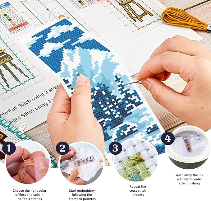 FREEBLOSS 6pcs Cross Stitch Bookmark Kit - Image 3