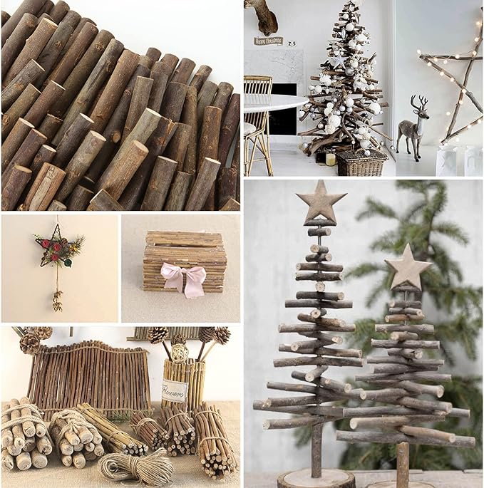 100 Pack 6 inch Wood Sticks - Wooden Sticks for Crafts - 0.4-0.6 Inch in Diameter Natural Twigs Sticks for DIY Rustic Home Decor School Projects