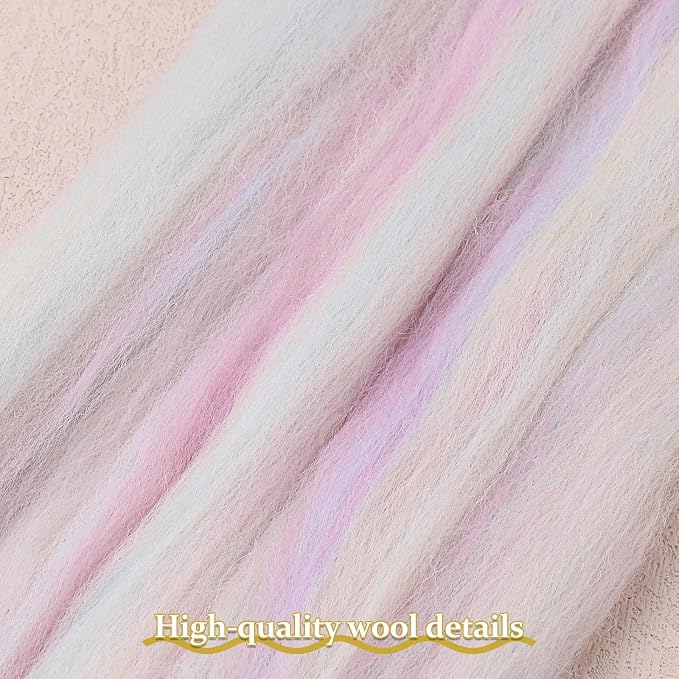 QMNNMA Wool Roving Bulk, 14.1oz Needle Felting Wool-Flecking Gray | Super Wool - Image 2