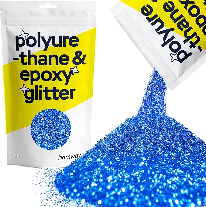 Hemway Polyurethane & Epoxy Resin Glitter 100g / 3.5oz Metallic Crystal Flake Additive for Flooring Jewelry Tumblers Glass Pigment - Fine (1/64" 0.015" 0.4mm) - Sapphire Blue