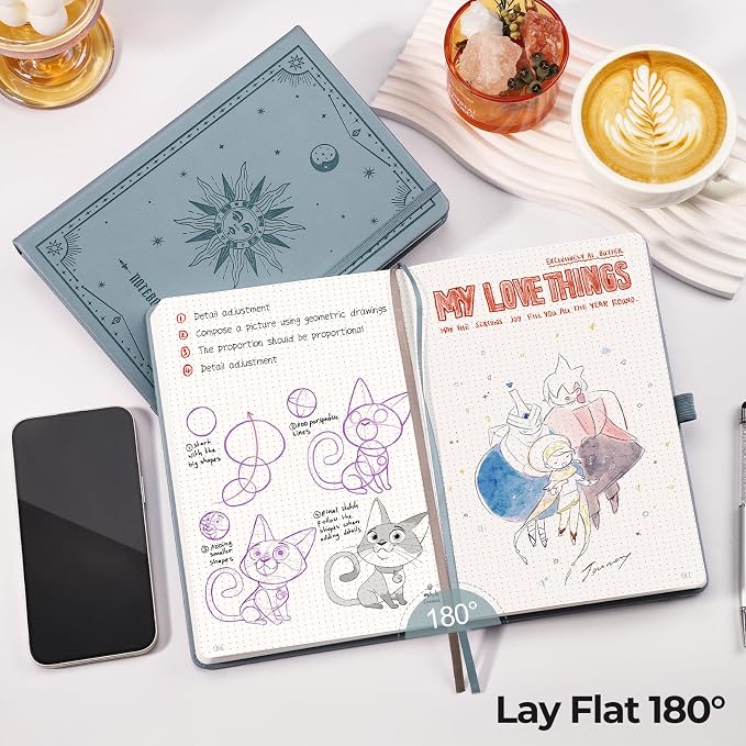 EMSHOI Dotted Journal Notebook, 320 Pages, A5 Size | Leather Hardcover - Image 6