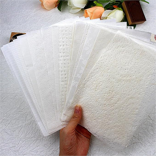 20 Sheets Scrapbook Paper A5 Size Textured Papers, White Mulberry Art Paper Craft Materials for DIY Card Making, Collage, Decoupage, Junk Journaling Supplies