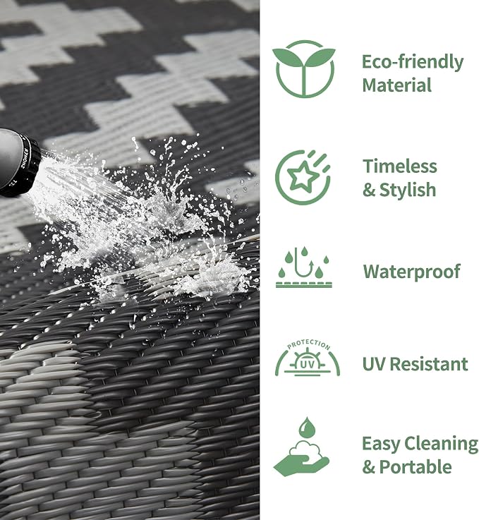 GENIMO Outdoor Rug for Patio Clearance, Reversible Plastic Straw Rugs for RV - Image 5