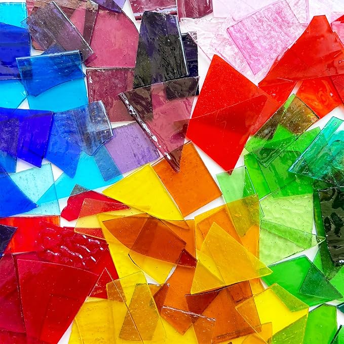 ILLUCKAI 2.2lb Colorful Transparent Stained Glass Scraps, Irregular Stained - Image 3