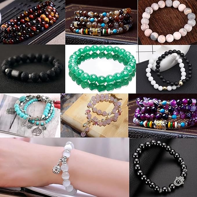45pcs 8mm Natural Black Rutilated Quartz Crystal Jade Stone Beads for Jewelry Making Energy Healing Power Stone Beads DIY Bracelet Necklace Accessories 15" (8mm, Black Rutilated Quartz Jade)