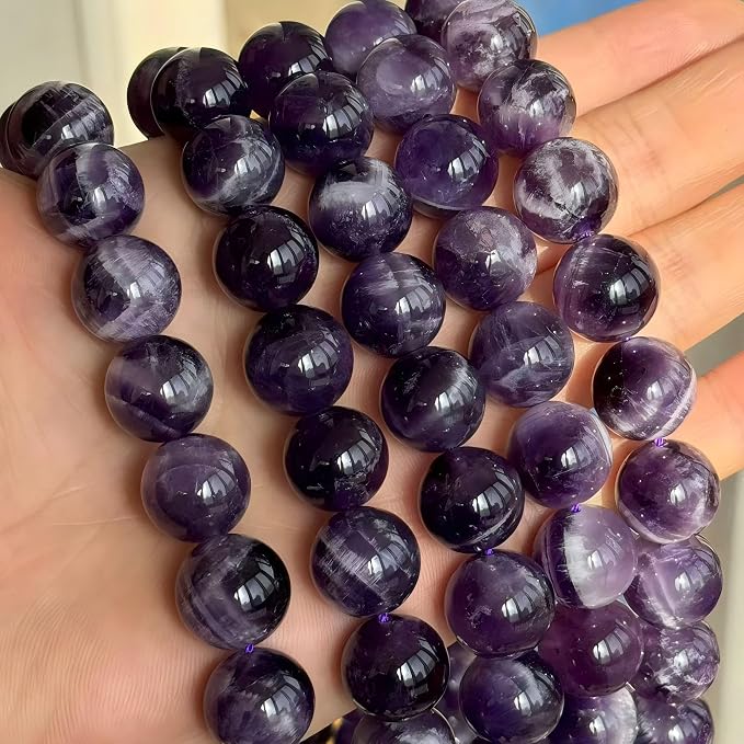 MJDCB Natural Dreamy Amethyst Beads Round Stone Beads DIY Loose Beads - Image 9