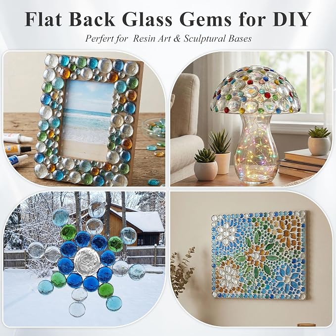 DomeStar 1LB Flat Glass Marbles, 28-30 PCS Large Glass Beads Transparent - Image 7