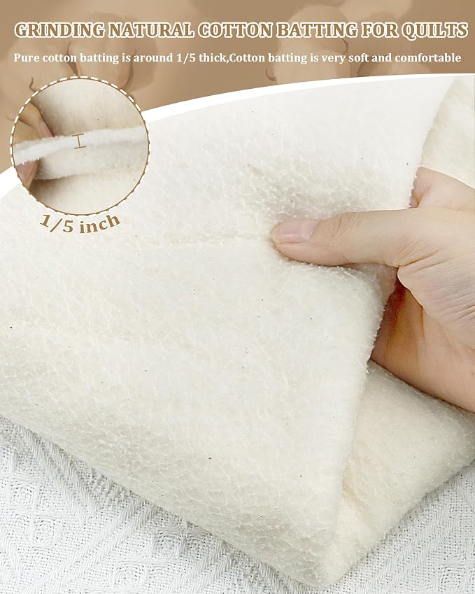 PLANTIONAL Grinding Natural Cotton Quilt Batting: 71-Inch x 79-Inch Light - Image 5