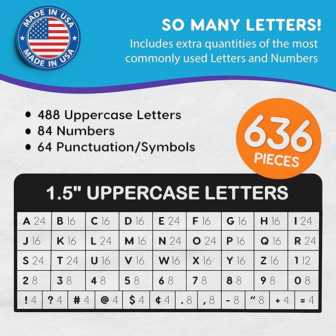 FreshCut Crafts 636 Pcs 1.5 in. Purple Bulletin Board Letters & Numbers, Capital Alphabet Letters, Numbers, Punctuation, US Made Card Stock Punch Out Letters for Posters, Bulletin Boards, Classroom