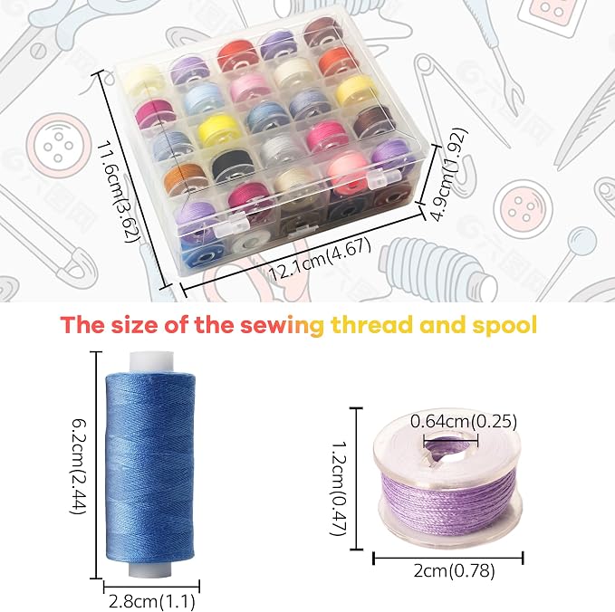 100Pcs Bobbins Sewing Threads Kit 50 Colors 500 Yards Sewing Polyester Thread - Image 2