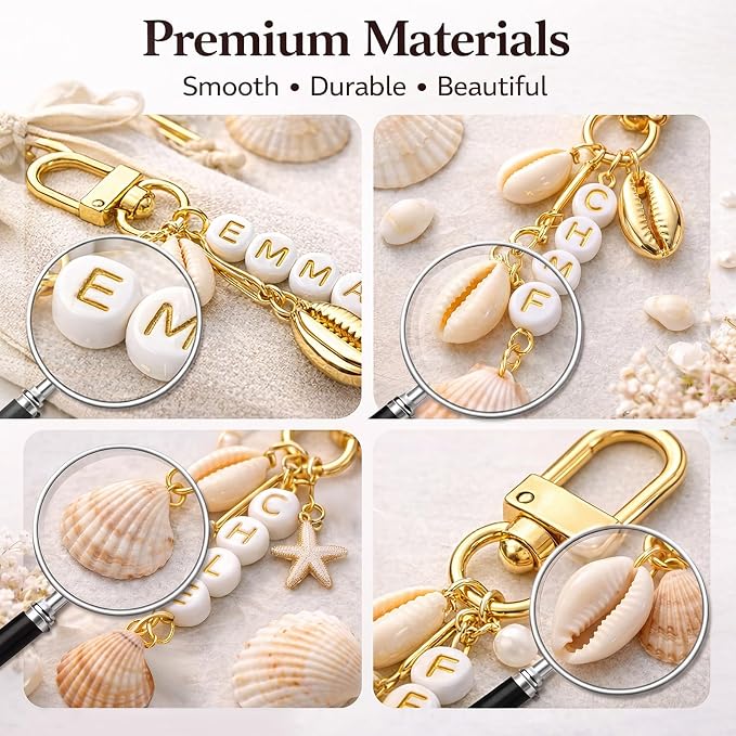 CraftyDream 558 Pcs Seashell Keychain Making Kit DIY Beach Charms Ocean Craft - Image 8