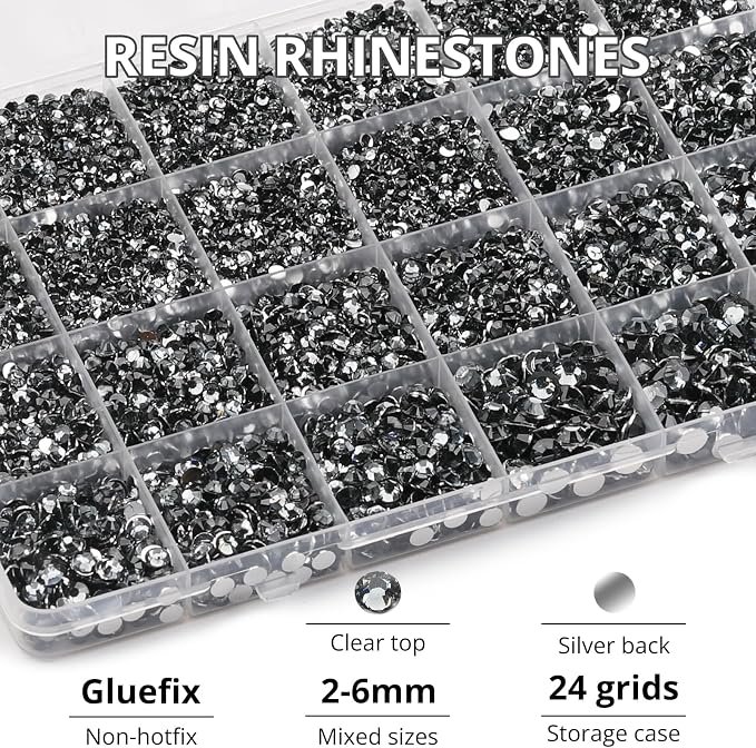 31000Pcs Grey Rhinestones for Bedazzling, Flat Back Resin Diamond Crystal - Image 3