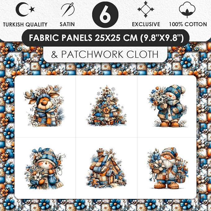 Winter Patchwork Snowman Quilting Fabric Panel – 6× Blocks + Bonus Patchwork - Image 3