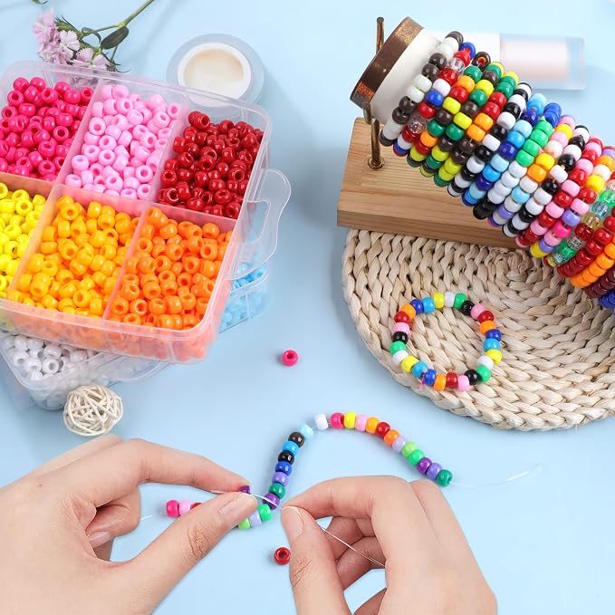 Pony Beads for Bracelets 3600 Pcs Plastic Beads for Friendship Bracelets - Image 4