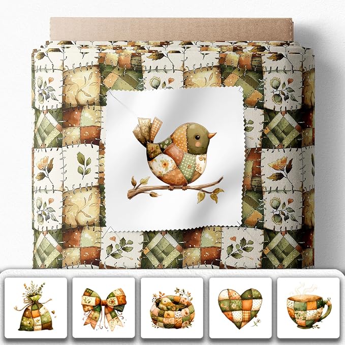Rustic Patchwork Cotton Fabric Panel – 6 Designs + Bonus Patchwork Sheet - Image 2