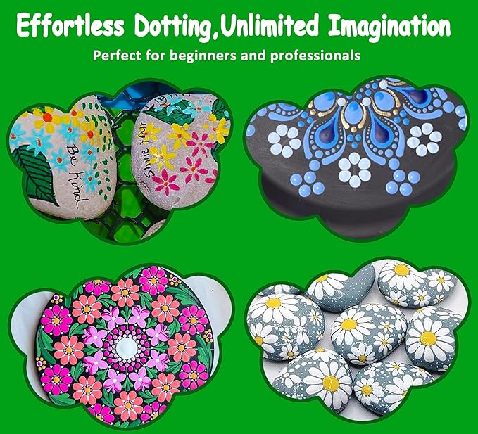 GEOCCI Flower Petal Tools for Dot Painting，50 Petal Shapes Dotting Tool，Mandala Dot Art Tools for Rocks，Embosssing Tools for Painting Dots （Purple）
